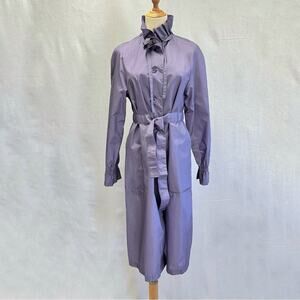 The Totes vintage‎ 80s purple nylon lightweight long belted trench coat size 8